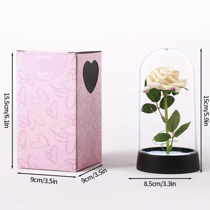 Red Rose Artificial Flowers Creative Valentine'S Day Mother'S Day Gift Rose in Glass Cover Light up Rose Wedding LED Galaxy Rose