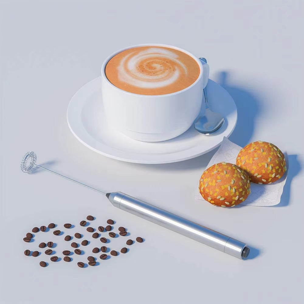 Milk Frother Handheld Battery Operated Mini Mixer Electric Foam Maker for Coffee Stainless Steel Milk Foamer for Coffee