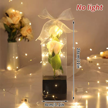 Red Rose Artificial Flowers Creative Valentine'S Day Mother'S Day Gift Rose in Glass Cover Light up Rose Wedding LED Galaxy Rose