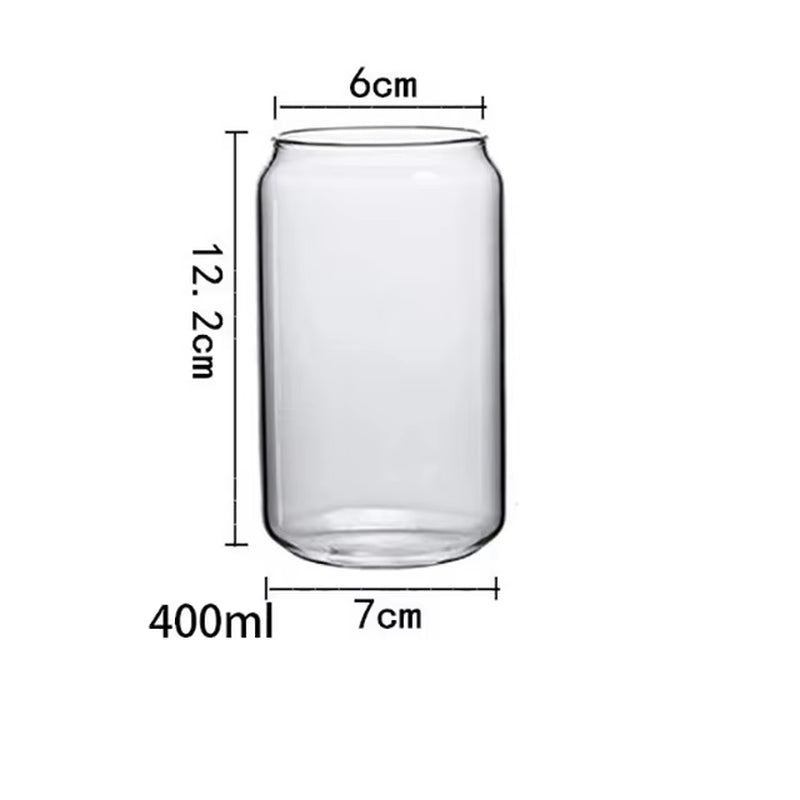 Transparent Glass Cup with Straw, Bubble Tea Cup, Juice Glass, Beer, Coke Can, Milk, Mocha Cups, Breakfast Mug, 400 Ml, 550Ml