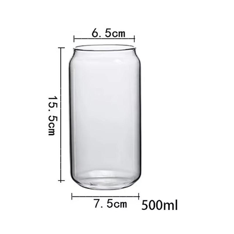 Transparent Glass Cup with Straw, Bubble Tea Cup, Juice Glass, Beer, Coke Can, Milk, Mocha Cups, Breakfast Mug, 400 Ml, 550Ml