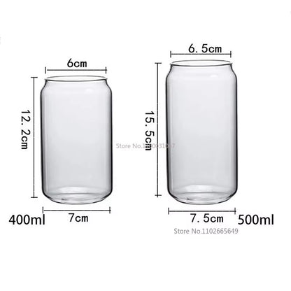 Transparent Glass Cup with Straw, Bubble Tea Cup, Juice Glass, Beer, Coke Can, Milk, Mocha Cups, Breakfast Mug, 400 Ml, 550Ml