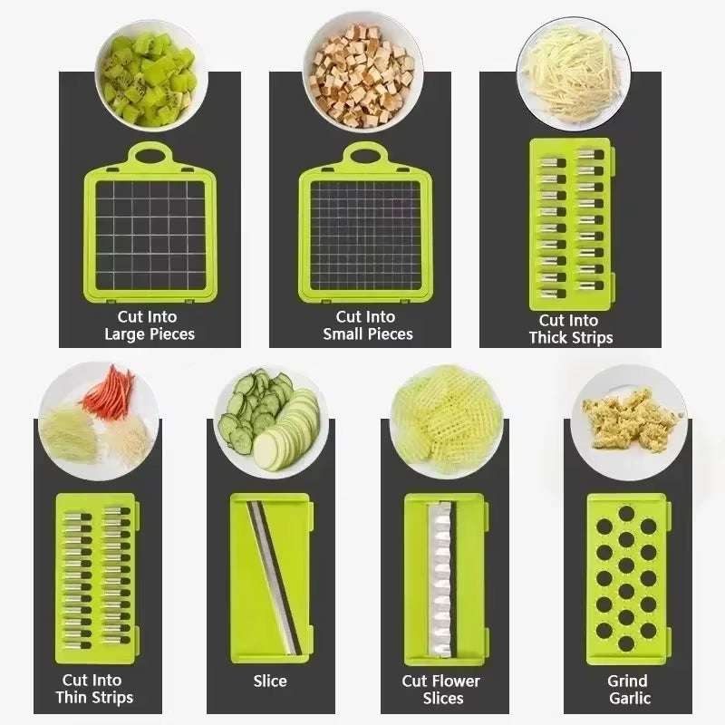 Multifunctional Vegetable Chopper 14/16 in One Chopper Handle Food Grate Chopper Kitchen Vegetable Slicer Dicing Machine Cutting