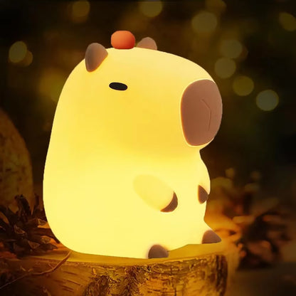 Hot Cute Mini Capybara Night Light Kapibala Cartoon Vinyl Animal Bedside Lamp Battery Powered Christmas Gift for Kids Girls Boys